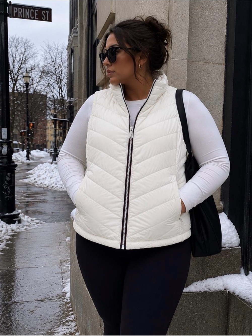 Tommy Hilfiger Quilted Puffer Vest Women’s XL White Full Zip Lightweight